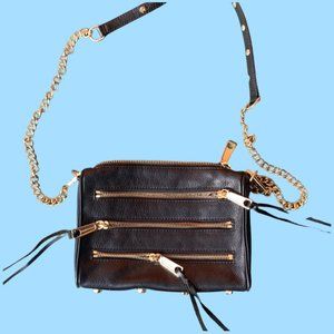 Rebecca Minkoff Black and gold crossbody Zip purse